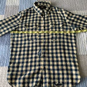 RRL Indigo and White Distressed Button up shirt in M